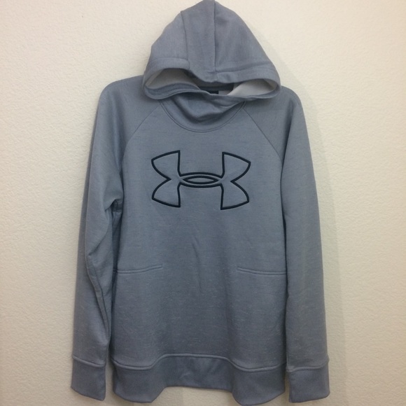 LAST ONE! Under Armour Logo Hooded Sweatshirt Gray - Picture 4 of 8